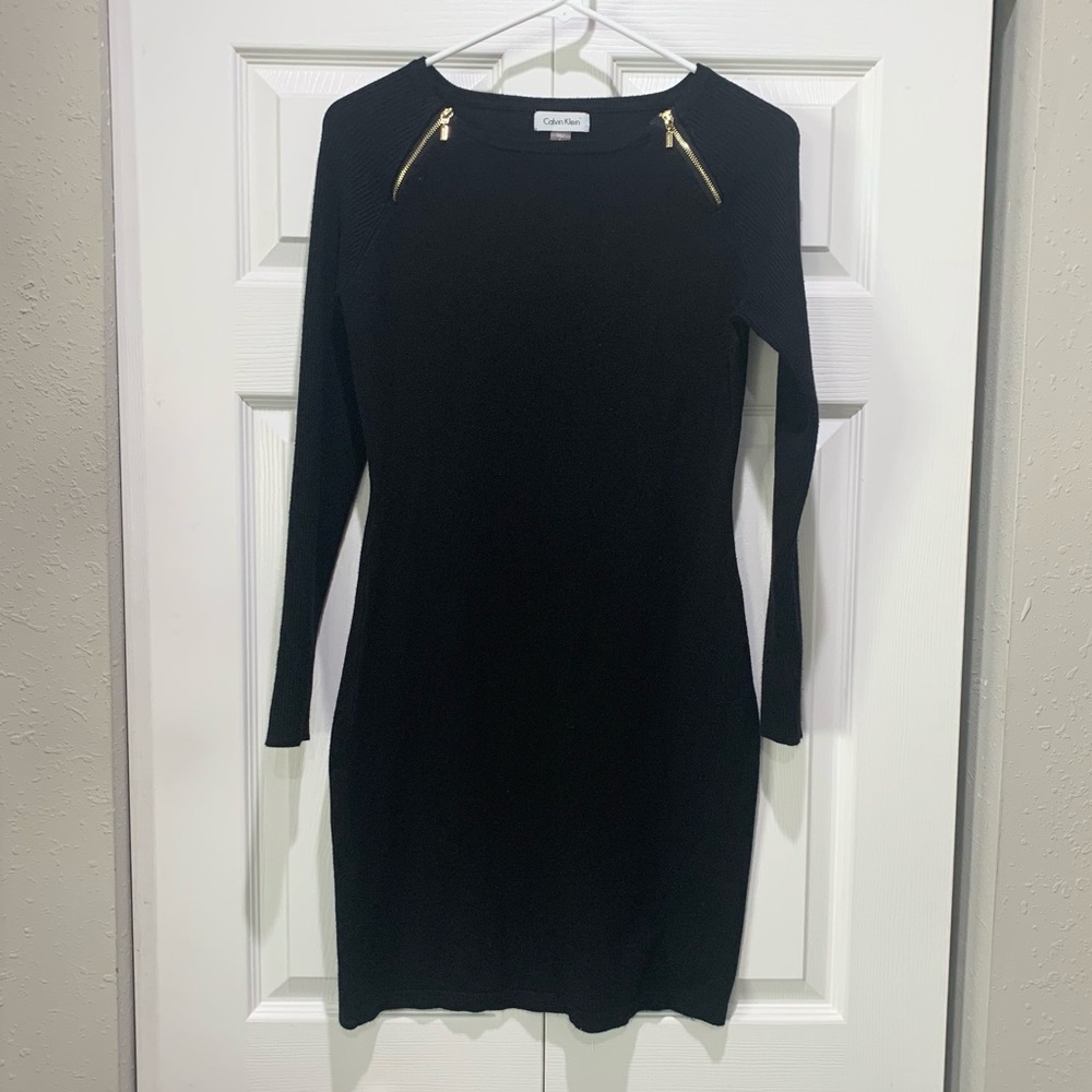 Calvin Klein black long sleeve sweater dress